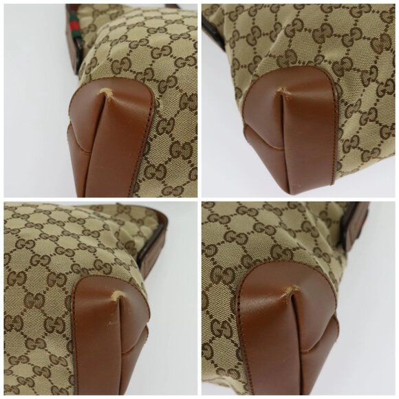 GUCCI GG Canvas Web Sherry Line Shoulder Bag Beige Gold - Picture 15 of 15